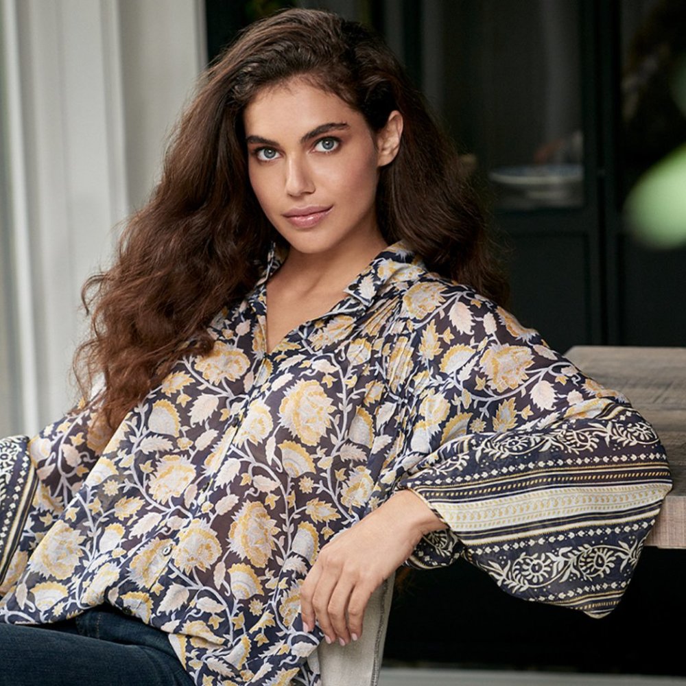 Repeat Size Small Silk Blend Oversized Boho Blouse | Size Small
